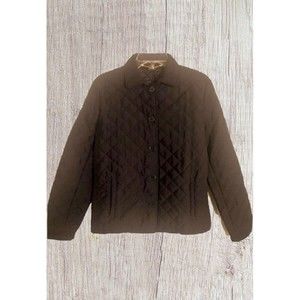 RALPH LAUREN BLACK QUILTED JACKET WOMEN'S SIZE MEDIUM BUTTON FRONT POCKETS